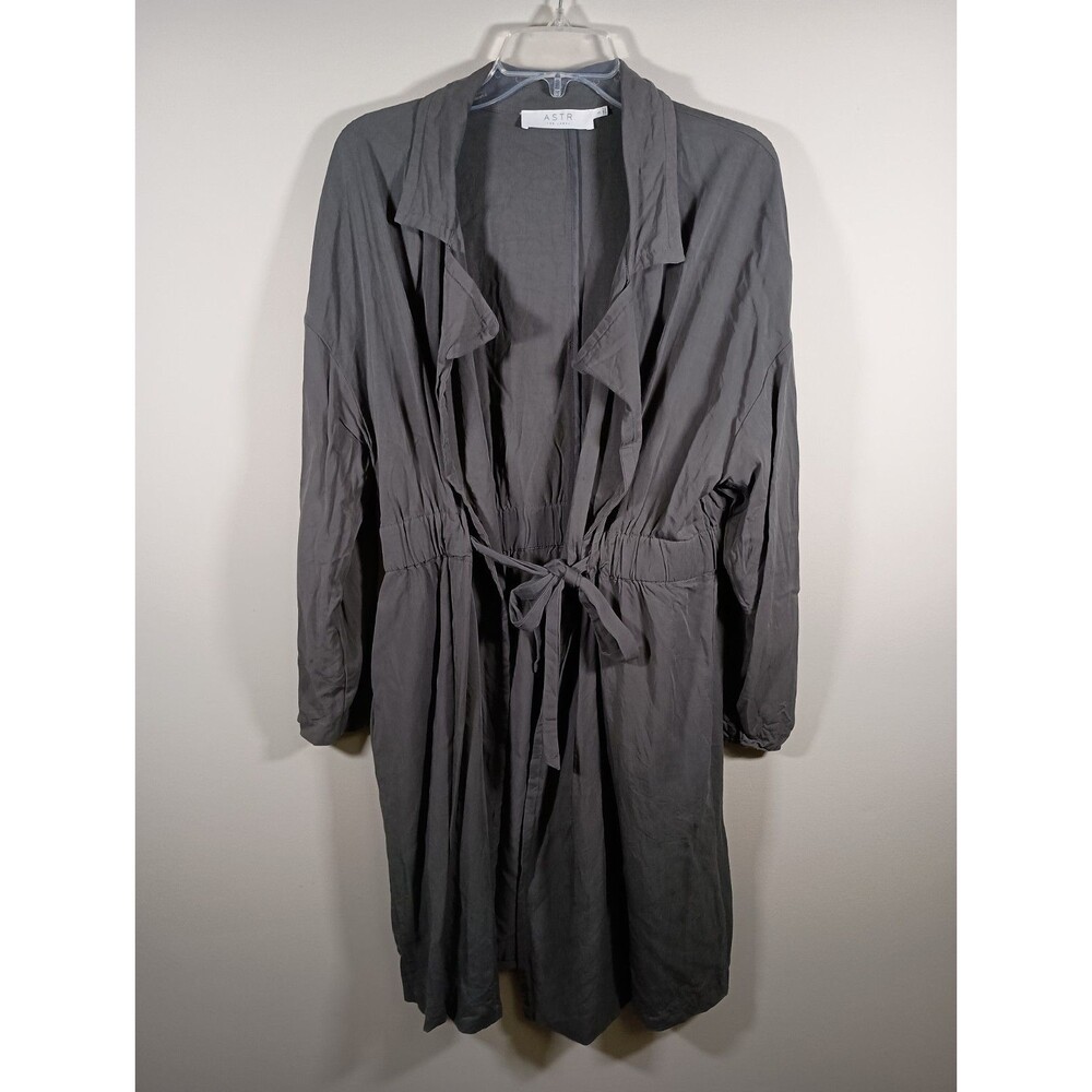ASTR The Label Trench Coat Woman Tie Wrap Jacket Gray Rayon Tencel Size Small